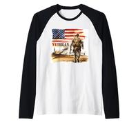 Día conmemorativo del orgullo militar de los soldados estadounidenses patrióticos estadounidenses Camiseta Manga Raglan
