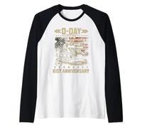 Día D 1944 Omaha Beach D-Day Normandy 81 Aniversario Camiseta Manga Raglan