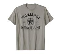 Día D 6 de Junio de 1944 Estrella con Nombres de Playa Negro y Gris Envejecido Camiseta