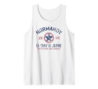 Día D 6 de Junio de 1944 Estrella con Nombres de Playa Rojo Blanco Azul Envejecido Camiseta sin Mangas