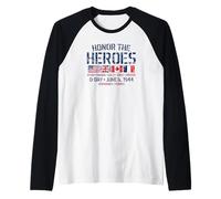 Día D 6 de Junio de 1944 Impresión Envejecida de Honor The Heroes Camiseta Manga Raglan