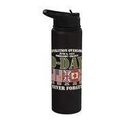 Día D 6 de junio de 1944 Normandía Francia Nunca olvides que se desvaneció Stainless Steel Insulated Water Bottle