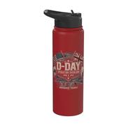 Día D 6 de junio de 1944 Operación Overlord Banderas Aliadas ondeando Stainless Steel Insulated Water Bottle