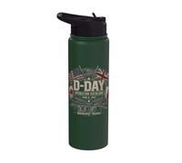 Día D 6 de junio de 1944 Operación Overlord Banderas Aliadas ondeando Stainless Steel Insulated Water Bottle