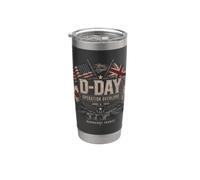 Día D 6 de junio de 1944 Operación Overlord Banderas Aliadas ondeando Vaso térmico de acero inoxidable de doble pared