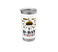Día D 82 aniversario 1944 Paracaidistas Veteranos Memorial Vaso térmico de acero inoxidable de doble pared