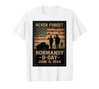 Día D 82 Aniversario Normandía 1944 Homenaje Militar Hombres Camiseta gráfica económica, Hombre, Blanco, M