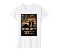 Día D 82 Aniversario Normandía 1944 Homenaje Militar Hombres Camiseta gráfica económica, Mujer, Blanco, L
