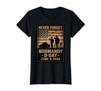 Día D 82 Aniversario Normandía 1944 Homenaje Militar Hombres Camiseta gráfica económica, Mujer, Negro, S