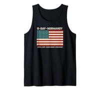 Día D Normandía Omaha Utah Playas 48 Estrellas Bandera Americana Camiseta sin Mangas
