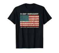 Día D Normandía Omaha Utah Playas 48 Estrellas Bandera Americana Envejecida Camiseta