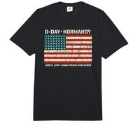 Día D Normandía Omaha Utah Playas 48 Estrellas Bandera Americana Envejecida Comfort Colors Adult Heavyweight T-Shirt