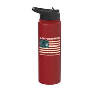 Día D Normandía Omaha Utah Playas 48 Estrellas Bandera Americana Envejecida Stainless Steel Insulated Water Bottle