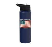 Día D Normandía Omaha Utah Playas 48 Estrellas Bandera Americana Envejecida Stainless Steel Insulated Water Bottle