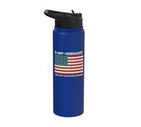 Día D Normandía Omaha Utah Playas 48 Estrellas Bandera Americana Envejecida Stainless Steel Insulated Water Bottle