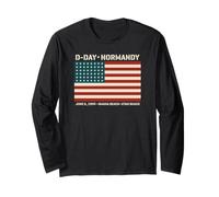 Día D Normandía Omaha Utah Playas 48 Estrellas Bandera Americana Manga Larga
