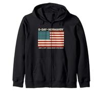 Día D Normandía Omaha Utah Playas 48 Estrellas Bandera Americana Sudadera con Capucha