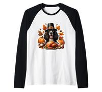 Día de Acción de Gracias Irish Water Spaniel Dueño de Perro Mamá Papá Cachorro Camiseta Manga Raglan