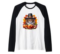 Día de Acción de Gracias Maine Coon Cat Dueño Amante Otoño Calab Camiseta Manga Raglan