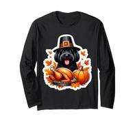 Día de Acción de Gracias Negro Ruso Terrier Dueño De Perro Mamá Papá Divertido Manga Larga