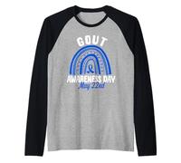 Día de la concienciación sobre la gota 22 de mayo Azul Boho Rainbow Camiseta Manga Raglan