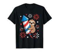 Día de la Independencia del Perezoso Kawaii 4 de Julio Amante de los Animales Camiseta