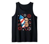 Día de la Independencia del Perezoso Kawaii 4 de Julio Amante de los Animales Camiseta sin Mangas