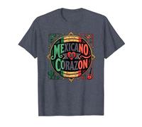 Día de la Independencia Mexicana Mexicano De Corazon Patriotic Camiseta, Hombre, Azul Jaspeado, M