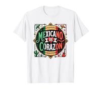 Día de la Independencia Mexicana Mexicano De Corazon Patriotic Camiseta, Hombre, Blanco, M
