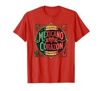 Día de la Independencia Mexicana Mexicano De Corazon Patriotic Camiseta, Hombre, Rojo, 3XL