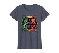 Día de la Independencia Mexicana Mexicano De Corazon Patriotic Camiseta, Mujer, Azul Jaspeado, S