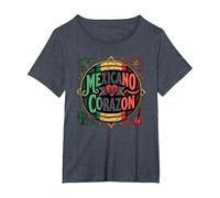 Día de la Independencia Mexicana Mexicano De Corazon Patriotic Camiseta, Mujer Tallas Grandes, Azul Jaspeado, 2XL Grande