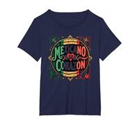 Día de la Independencia Mexicana Mexicano De Corazon Patriotic Camiseta, Mujer Tallas Grandes, Azul Marino, 6XL Grande
