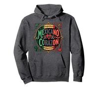 Día de la Independencia Mexicana Mexicano De Corazon Patriotic Sudadera con Capucha, Unisex para Adultos, Jaspeado Oscuro, M