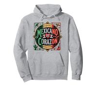 Día de la Independencia Mexicana Mexicano De Corazon Patriotic Sudadera con Capucha, Unisex para Adultos, Gris Jaspeado, XXL