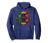 Día de la Independencia Mexicana Mexicano De Corazon Patriotic Sudadera con Capucha, Unisex para Adultos, Azul Marino, L