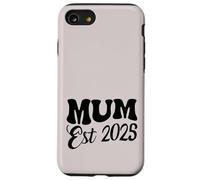 Día de la Madre Beige Taupe Groovy Su Primera Vez Mamás Est 2025 Carcasa para iPhone SE (2020) / 7 / 8