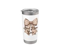 Día de la Madre Cute Coquette Maximalist Brown Bow Best Mum Ever Vaso térmico de acero inoxidable de doble pared