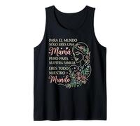 Día de la Madre Española Mama Floral Line Art Camiseta sin Mangas