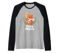 Día de la Madre Lindo Zorro Y Niño Mamá Mamá Mamá Otoño Camiseta Manga Raglan