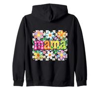 Día de la Madre Mamá Groovy Hippy Vibes Cool Vintage Flores Sudadera con Capucha