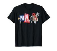 Día de la Madre Mamá Mamá Mamá Collage Leopardo Estrellas Cerezas Camiseta