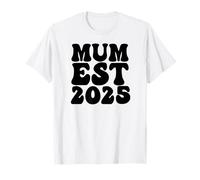 Día de la Madre Nueva Mamá Groovy Retro Su Primera Vez Mamá Est 2025 Camiseta