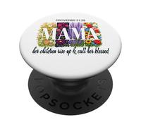 Día de la Madre Proverbios Cristianos Blessed Mama Wildflowers PopSockets PopGrip Adhesivo