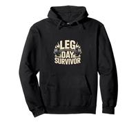 Día de la Pierna Superviviente Fitness Gimnasio Entrenamiento Motivación Sudadera con Capucha