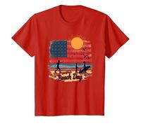 Día de la Playa de Old Glory Camiseta, Niños, Rojo, 2 años