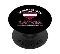 Día de la Proclamación de Letonia 1918 Independencia Bandera Letona PopSockets PopGrip Adhesivo