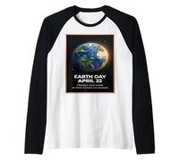 Día de la Tierra 22 de Abril Diseño de Globo Vintage Protege Nuestro Planeta Camiseta Manga Raglan