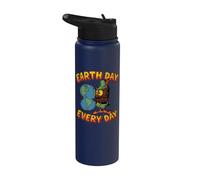 Día de la Tierra de Woody Owl ¡Todos los días, Planet Hugger, regala un comino! Stainless Steel Insulated Water Bottle