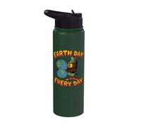 Día de la Tierra de Woody Owl ¡Todos los días, Planet Hugger, regala un comino! Stainless Steel Insulated Water Bottle